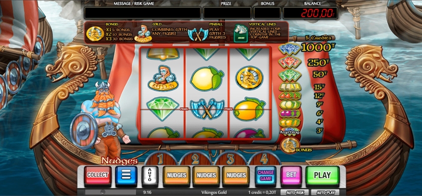 Interfaz de juego en Vikingo Casino mostrando tragaperras y opciones de navegación